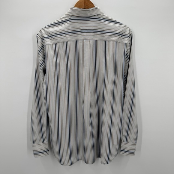 Tommy Bahama Mens Medium Silk Shirt Striped Button Up Long Sleeve Gray Pocket - Picture 4 of 8